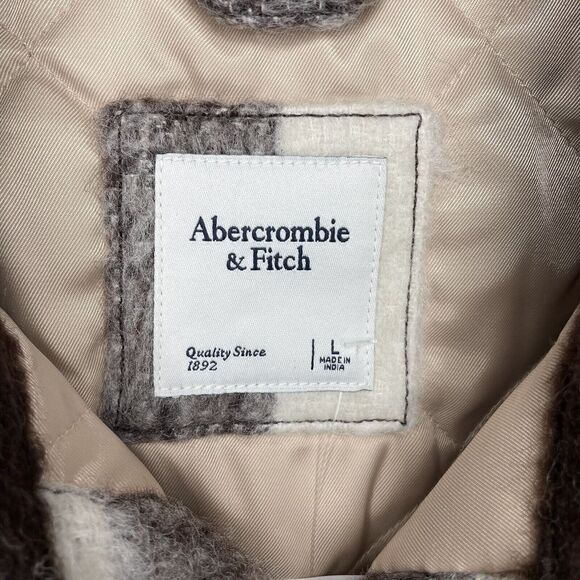 ABERCROMBIE & FITCH Womens Winterized Wool-Blend Shirt Jacket NEW $180 Brown L - Picture 16 of 16